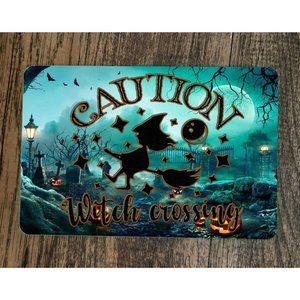 Caution Witch Crossing Halloween Decor 8x12‎ Metal Wall Sign Poster